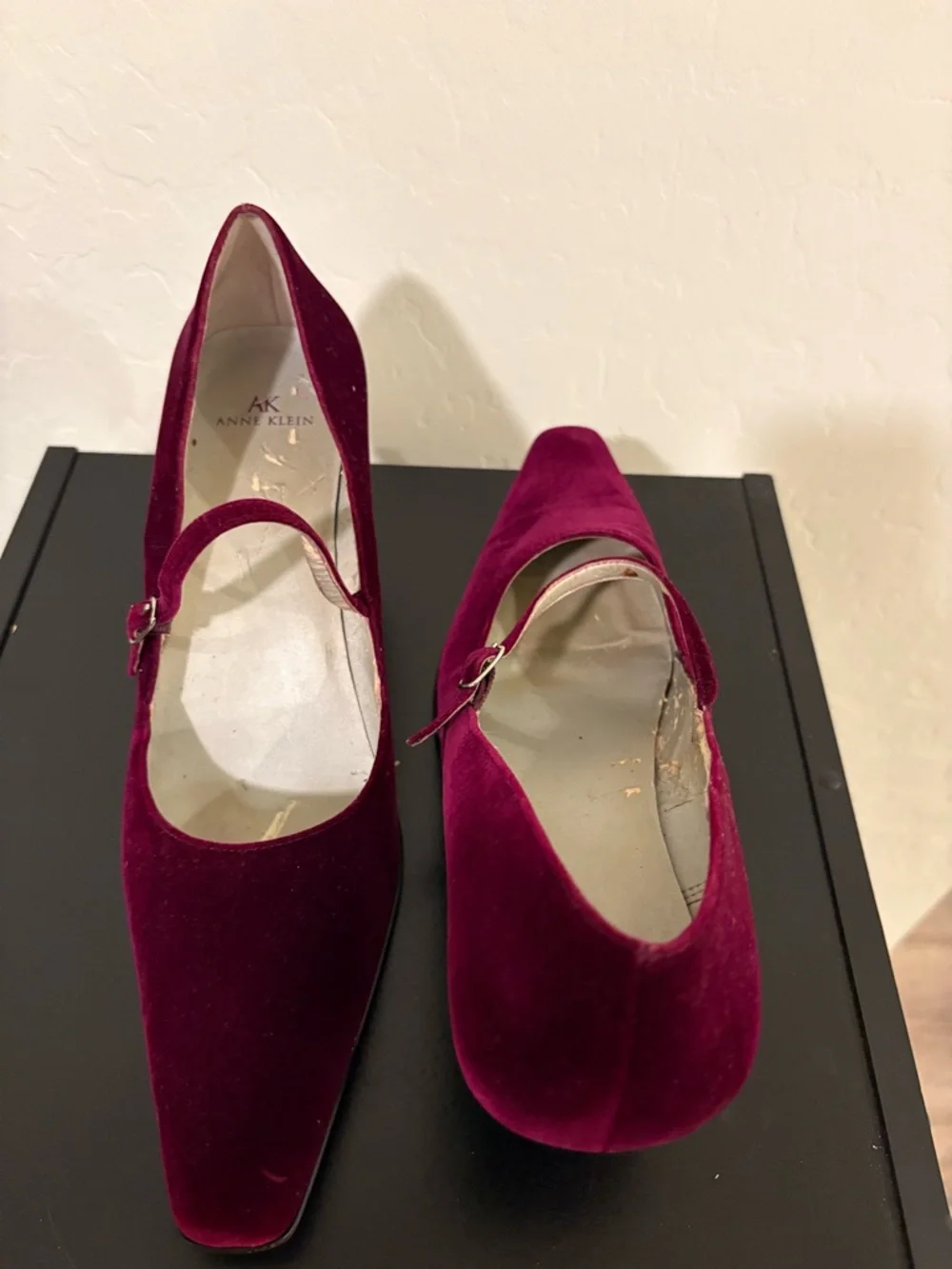 Anne Klein Wine Velvet Mary Jane Heels - Picture 2 of 7